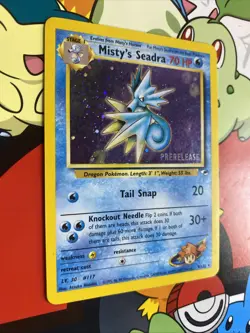 Prerelease Misty's Seadra 9/132 Gym Heroes Holo Rare Vintage Pokemon Card LP+ - Image 2