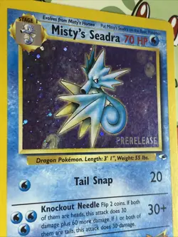Prerelease Misty's Seadra 9/132 Gym Heroes Holo Rare Vintage Pokemon Card LP+ - Image 3