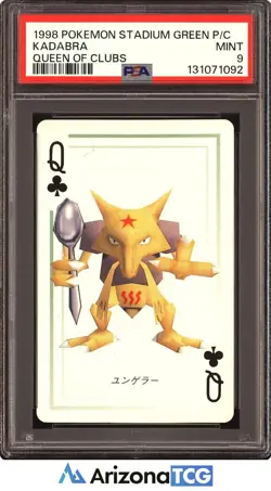 Pokemon 1998 Kadabra Queen Of Clubs Stadium Green Playing Card Japanese PSA 9 - Image 1