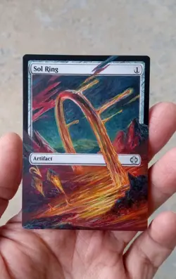 MtG Sol Ring Full Magic Altered Hand Painted Art Original Alter - Image 1