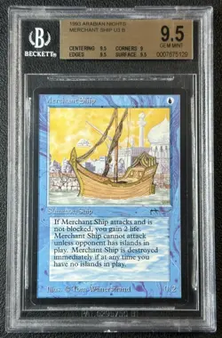 MERCHANT SHIP BGS 9.5 1993 MAGIC THE GATHERING MTG ARABIAN NIGHTS U3 B 5129 - Image 1