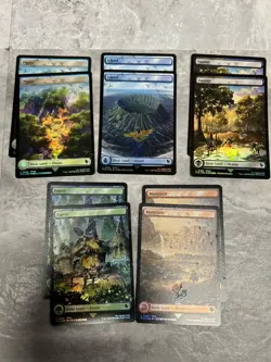 10 x Chocobo Track Foil Full Art Basic Lands Final Fantasy MtG 2 of each Lot - Image 1