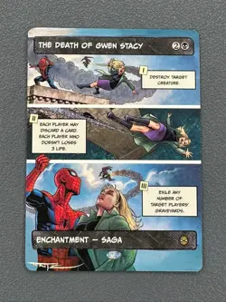 The Death of Gwen Stacy MTG Marvel's Spider-Man Hand Painted Altered Art Tentz - Image 1