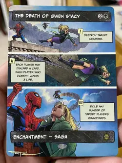 The Death of Gwen Stacy MTG Marvel's Spider-Man Hand Painted Altered Art Tentz - Image 2