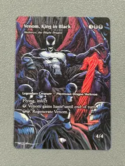Venom, King in Black MTG Marvel Universe Hand Painted Extended Altered Art Tentz - Image 1