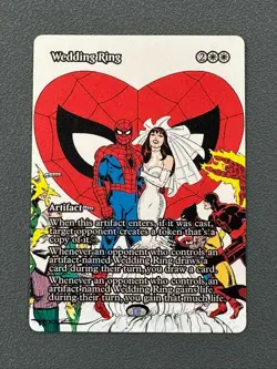 Wedding Ring #7 MTG Marvel Universe Hand Painted Borderless Extended Altered Art - Image 1