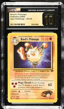 Pokemon Brock's Primeape (2000) Gym Challenge 35/132 CGC PRISTINE 10 - Image 1