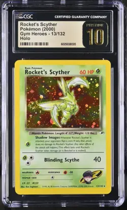 Pokemon 2000 Rocket's Scyther Holo Gym Heroes 13/132 CGC Pristine 10 - Image 1