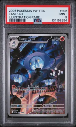LAMPENT #102 ILLUSTRATION RARE 2025 POKEMON WHT EN WHITE FLARE PSA 9 MINT - Image 1
