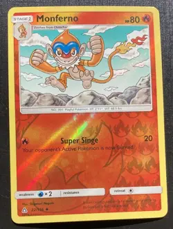 Monferno 22/156 Pokemon Ultra Prism Reverse Holo Uncommon TCG LP - Image 1