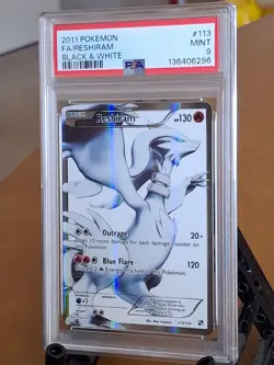 2011 Pokemon Black & White Reshiram Full Art Holo #113 - PSA 9 MINT CLEAN! - Image 1