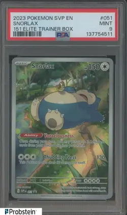 2023 Pokemon SVP EN 151 Elite Trainer Box #051 Snorlax PSA 9 MINT - Image 1