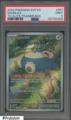 2023 Pokemon SVP EN 151 Elite Trainer Box #051 Snorlax PSA 9 MINT - Image 1