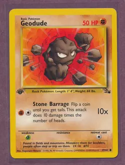 1999 Pokemon First Edition Fossil Geodude 47/62!! - Image 1