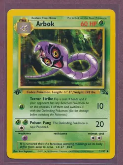 1999 Pokemon First Edition Arbok 31/62!!! - Image 1