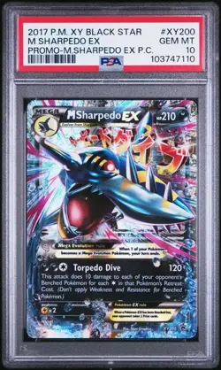 2017 POKEMON XY BLACK STAR PROMO #XY200 M SHARPEDO EX PROMO PSA 10 - Image 1