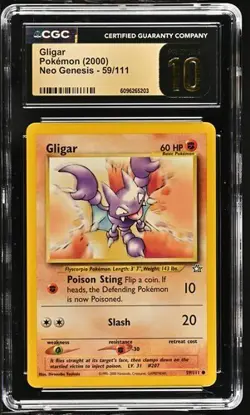 Pokemon Gligar (2000) Neo Genesis 59/111 CGC PRISTINE 10 - Image 1