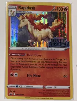 Pokemon Rapidash (Prerelease) SWSH270 Silver Tempest Stamp Black Star Promo TCG - Image 1
