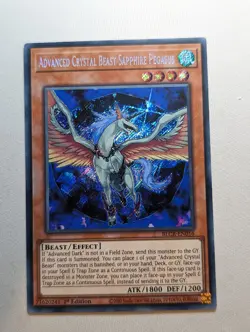 YUGIOH BLCR-EN016 Advanced Crystal Beast Sapphire Pegasus Secret Rare 1st Ed - Image 1