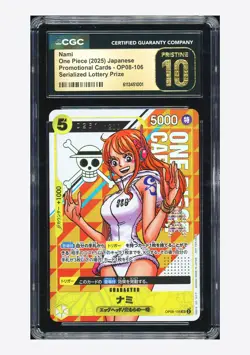One Piece CGC 10 PRISTINE Nami SR Promo 2025 OP08-106 Serialized Prize Japanese - Image 1