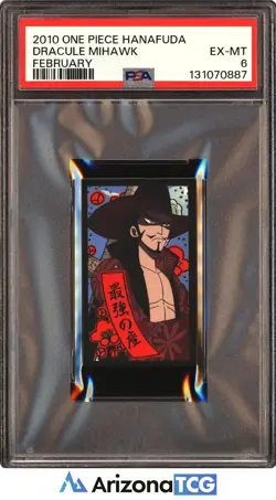 One Piece 2010 Dracule Mihawk February One Piece Hanafuda Japanese PSA 6 - Image 1