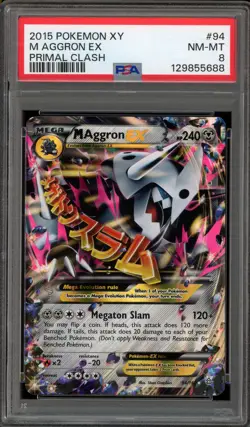 Pokemon M Aggron EX XY Primal Clash Holo Ultra Rare #94 PSA 8 - Image 1
