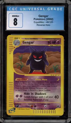 Pokemon Gengar Expedition Reverse Holo Rare #48 CGC 8 - Image 1