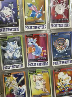 Pokemon Carddass File Cards 27 Bandai 1996 Japanese With Vintage Yellow Binder - Image 3