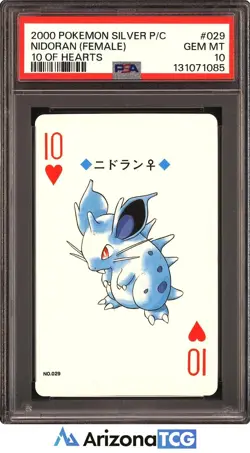 Pokemon 2000 Nidoran Female 029 10 Of Hearts Silver Playing Card Japanese PSA 10 - Image 1