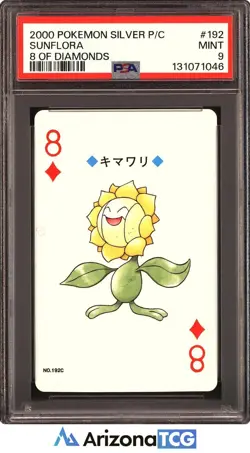 Pokemon 2000 Sunflora 192C 8 Of Diamonds Silver Playing Card Japanese PSA 9 - Image 1
