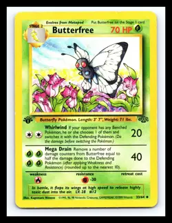💥 Butterfree Jungle 1st Edition Non Holo Foil Pokemon 1999 Vintage Card # 33/64 - Image 1