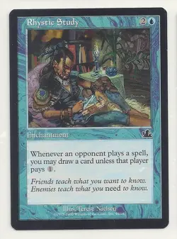 MTG PROPHECY: 1x NM- Rhystic Study Magic the Gathering Spell Allow Draw A Card - Image 1