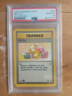 Pokemon Card 1st Edition Fossil #58 Mr Fuji PSA 10 GEM MINT WOTC 1999 Vintage - Image 1