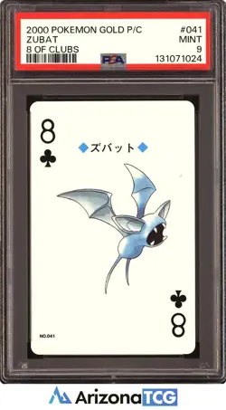Pokemon 2000 Zubat #041 8 Of Clubs Pokemon Gold Playing Cards Japanese PSA 9 - Image 1