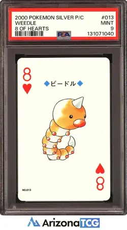 Pokemon 2000 Weedle 013 8 Of Hearts Pokemon Silver Playing Card Japanese PSA 9 - Image 1