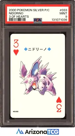 Pokemon Silver 2000 Nidorino #033 3 Of Hearts Playing Card Japanese PSA 9 - Image 1