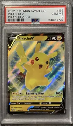 PSA 10 Pikachu V SWSH198 Black Star Promo 2022 Pokemon Card Gem Mint - Image 1