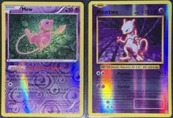 Pokemon TCG • 2x Reverse Holofoil Card Lot • Mewtwo 51/108 + Mew XY #29 • LP - Image 1