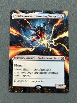 Spider-Woman Stunning MTG Marvels Spider-Man Hand Painted Borderless Altered Art - Image 1