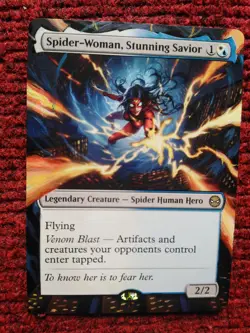 Spider-Woman Stunning MTG Marvels Spider-Man Hand Painted Borderless Altered Art - Image 2