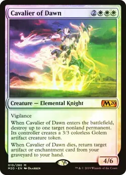 Core Set 2020 MTG Foil Cavalier of Dawn Magic - Image 1