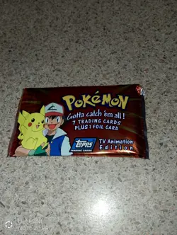 1999 Topps Pokemon tv animation edition series 1 RED LOGO Factory Booster Pack - Image 1