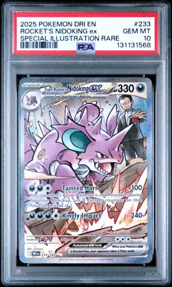 2025 POKEMON DRI #233 SPECIAL ILLUSTRATION RARE TEAM ROCKET'S NIDOKING EX PSA 10 - Image 1