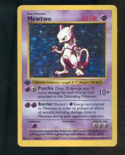 1999 Pokemon Base Set 1st Edition Shadowless #10 Mewtwo Holo Rare - Image 1