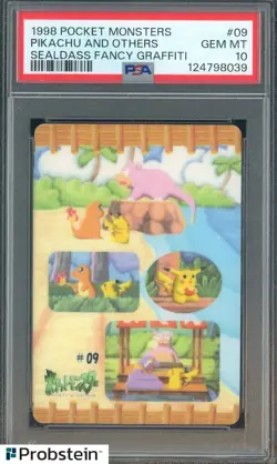 1998 Pocket Monsters Sealdass Fancy Graffiti Pikachu and Others PSA 10 - Image 1