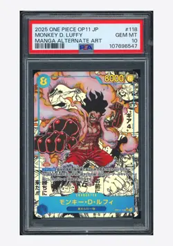 One Piece PSA 10 Monkey D Luffy Manga Alt Art 2025 OP11-118 OP11 Japanese - Image 1
