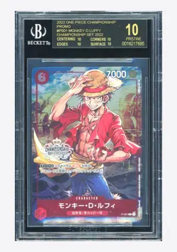 One Piece BGS10 BLACK LABEL Monkey D Luffy Promo 2022 P-001 Championship Set JPN - Image 1