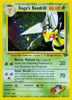 Koga's Beedrill - 9/132 - Pokemon Gym Challenge Unlimited Holo Rare Card WOTC HP - Image 1