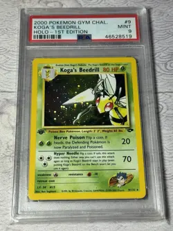 PSA 9 MINT Koga's Beedrill 9/132 - 1st Edition Gym Challenge 2000 - Holo Rare - Image 1