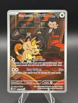 Team Rockets Meowth Destined Rivals Illustration Card 203/182 NM Pokemon TCG - Image 1